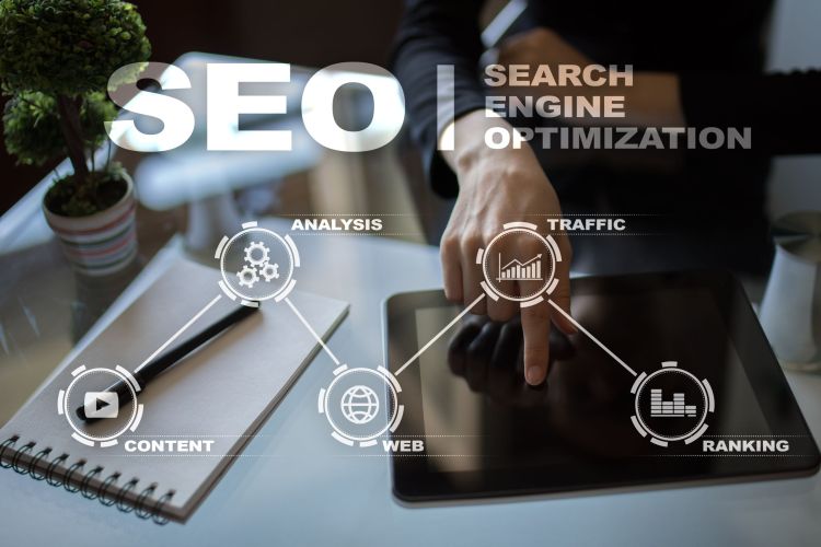 SEO. Search Engine optimization. Digital online marketing andIne